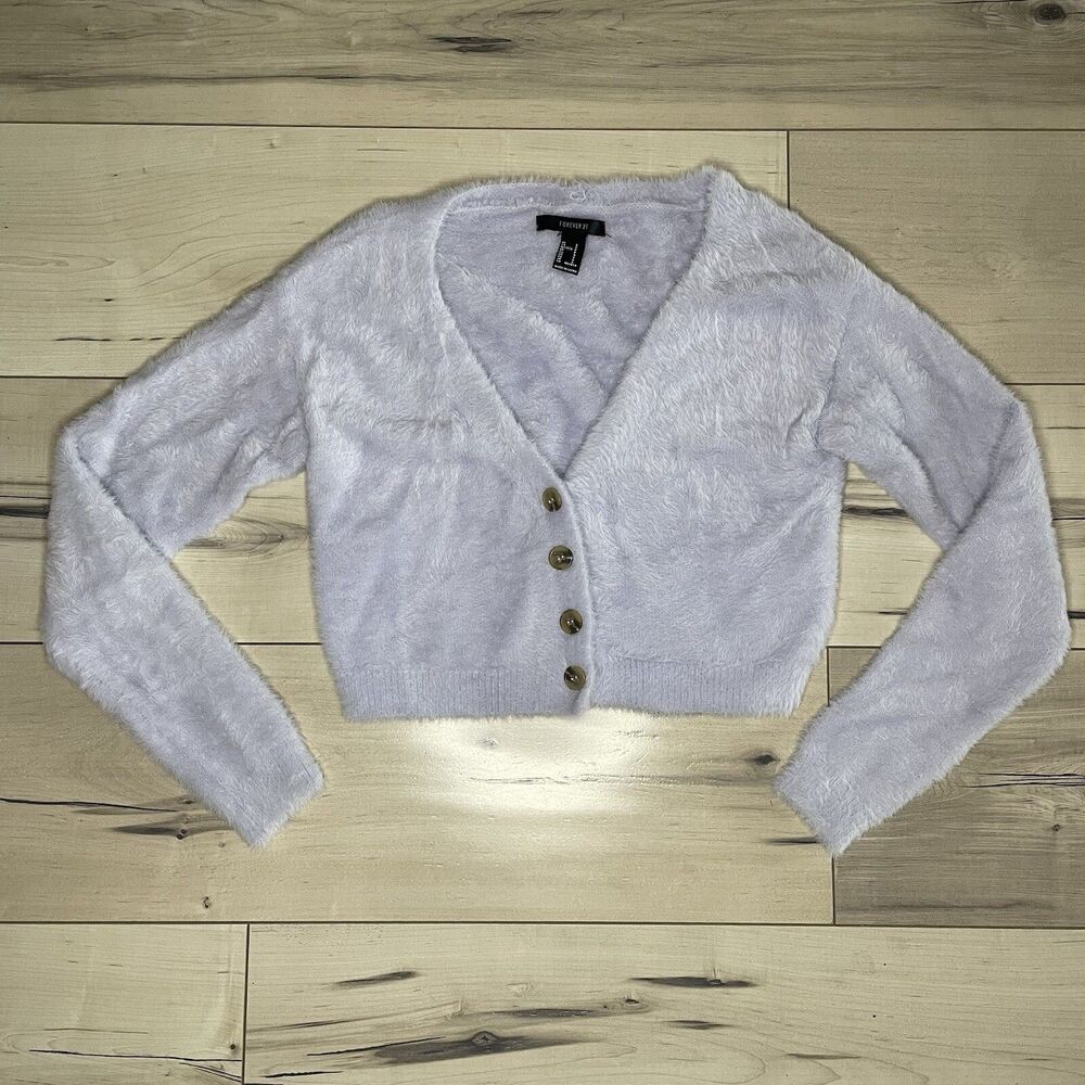Fairy Cottagecore Lilac Fluffy Cropped Cardigan size S
